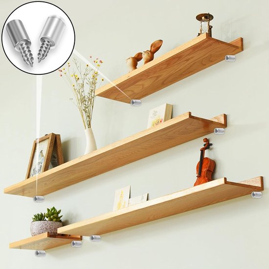 Set van 60 Planksteunen met een Diameter van 0,8 cm en Zelftappende Schroeven voor Kasten en Boekenkasten, Transparante Antislip Covers voor Meubels — afbeelding 4