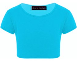 Korte Mouwen Crop Tops Meisjes 3-14 Jaar - Neon Fluorescent - Turquoise - Perfect voor Dans en Gymnastiek - ShopVlot