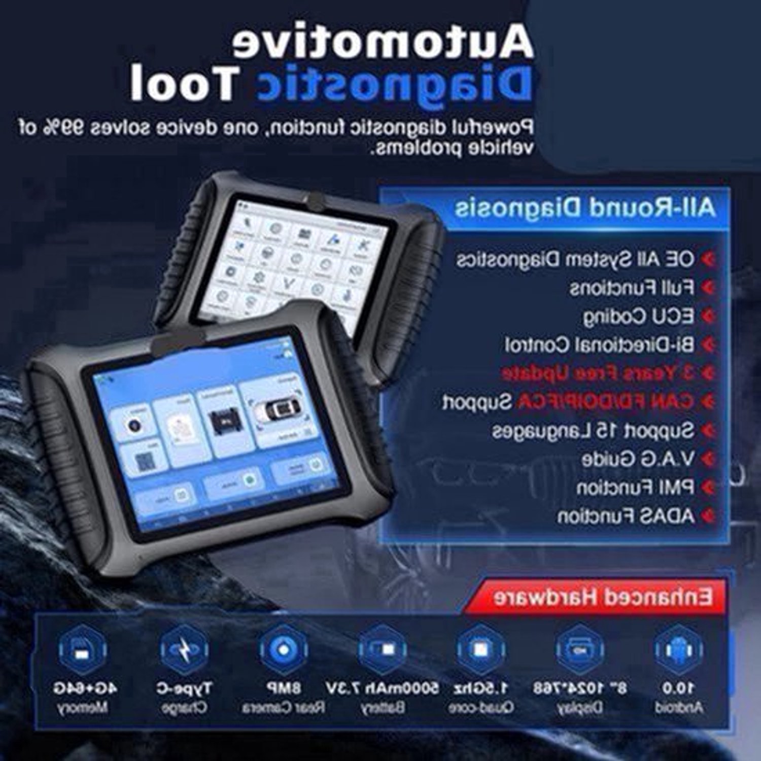Autodiagnosetool – Auto Scanner – Diagnoseapparaat – Foutcode Lezer – ABS Airbag Motor Controle – 8 Inch Scherm – 3 Jaar Updates