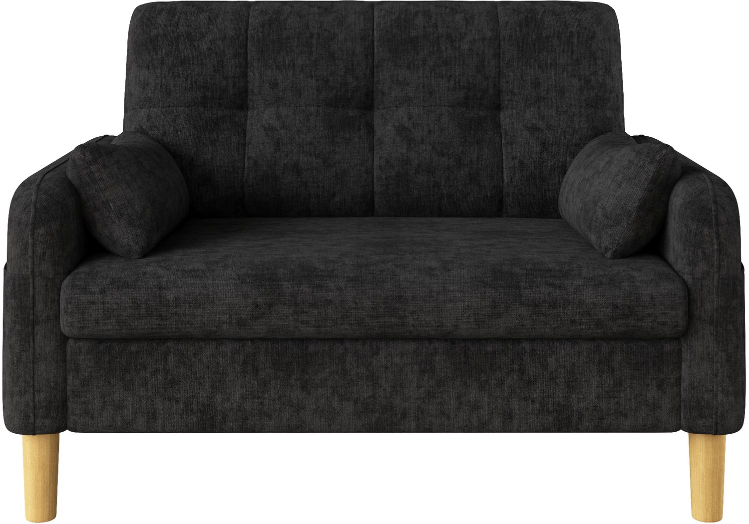 SONNENH Compacte 2-zitsbank met 2 kussens en zijvak - Chenille - 119 cm - Donkergrijs
