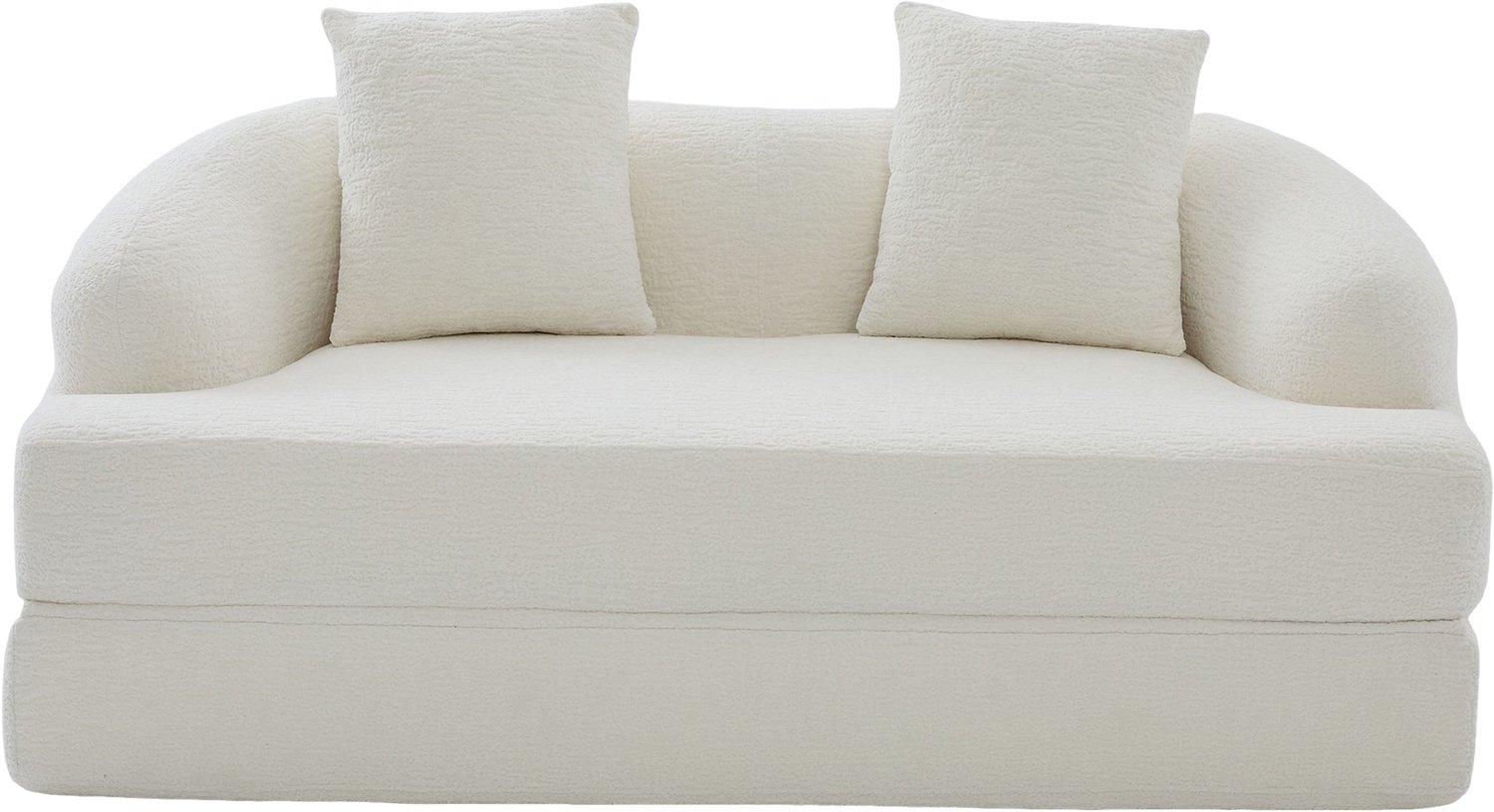 SONNENH 2-zits slaapbank met uitklapbare zitting en 2 losse kussens - Chenille - 157 cm - Beige