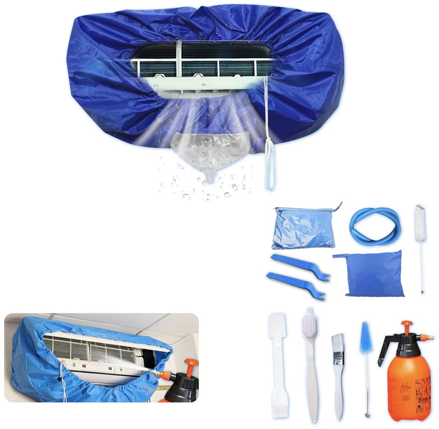 Complete Split Airco Reinigingsset - 12-Delig met 2 Liter Fles en Opvangzak