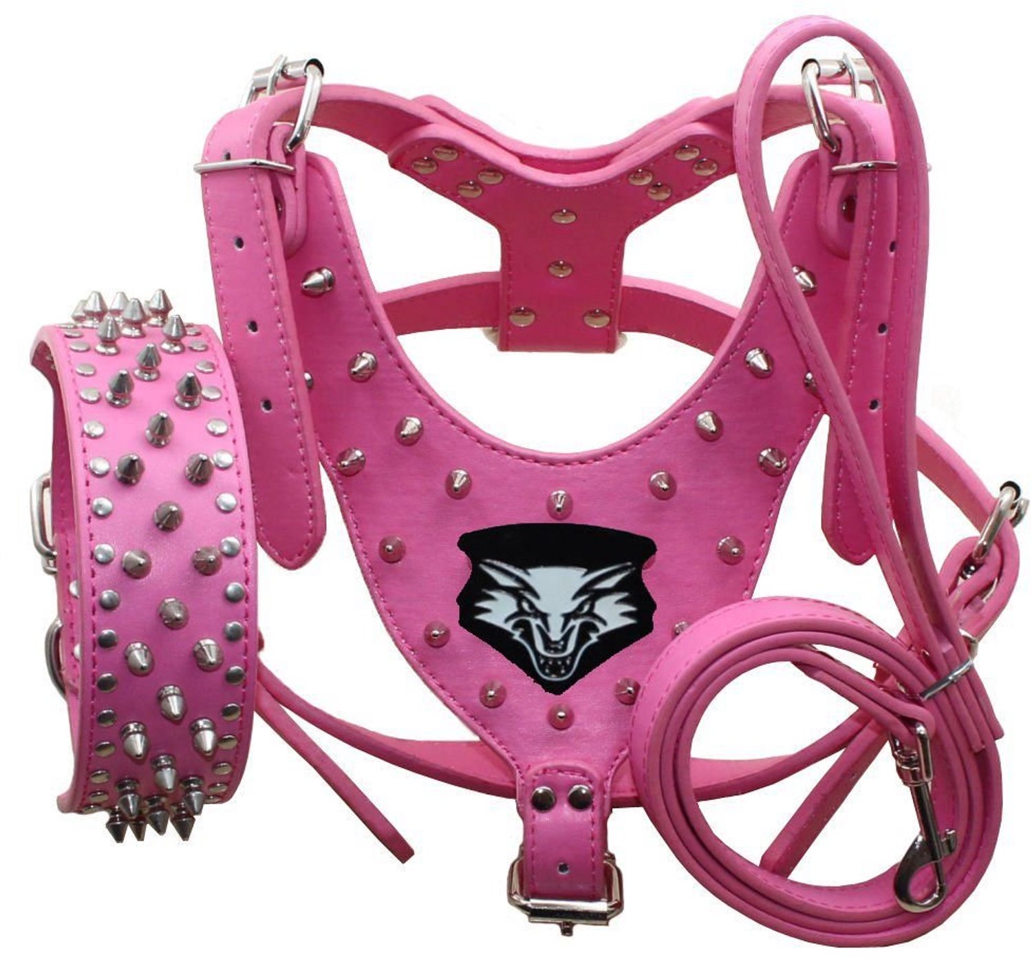 Hondenharnas, Halsband en Lijn Set voor Middelgrote en Grote Honden (XL, Roze)