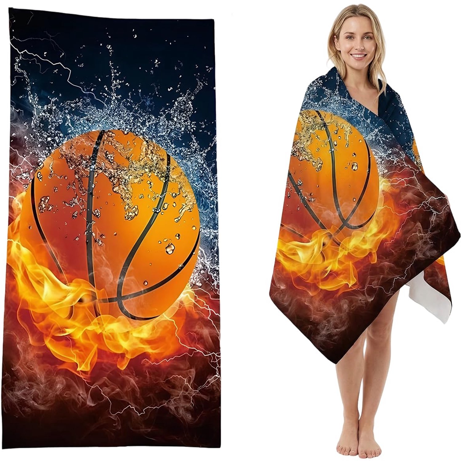 Basketball Strandhanddoek van Microvezel voor Snelle Droging