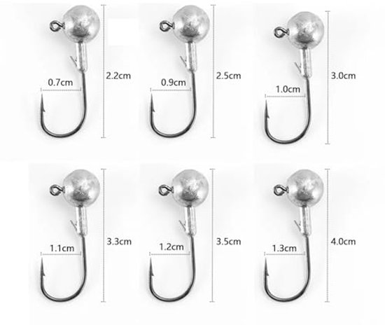 Set van 50 Jig Heads met Diverse Gewichten voor Vissen — afbeelding 2