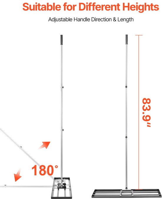 Grond Egalisatie Hark met 84 Inch Handvat en Roestvrij Stalen Basis — afbeelding 3
