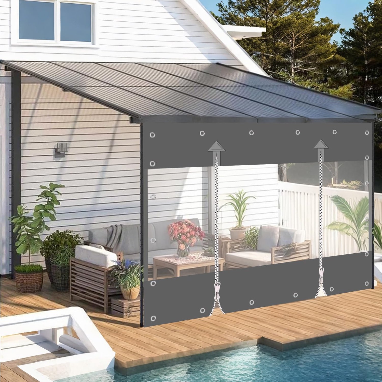 Waterdichte PVC Zeil met Rits voor Buiten, Ideaal als Wind- en Regenbescherming