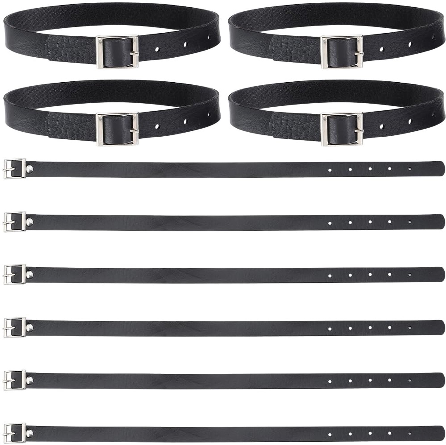 Kilt Riemen 10 Stuks - Verlengbanden - PU-Leer - Antislip - Verstelbare Gesp - Zwart - 44 x 2 cm