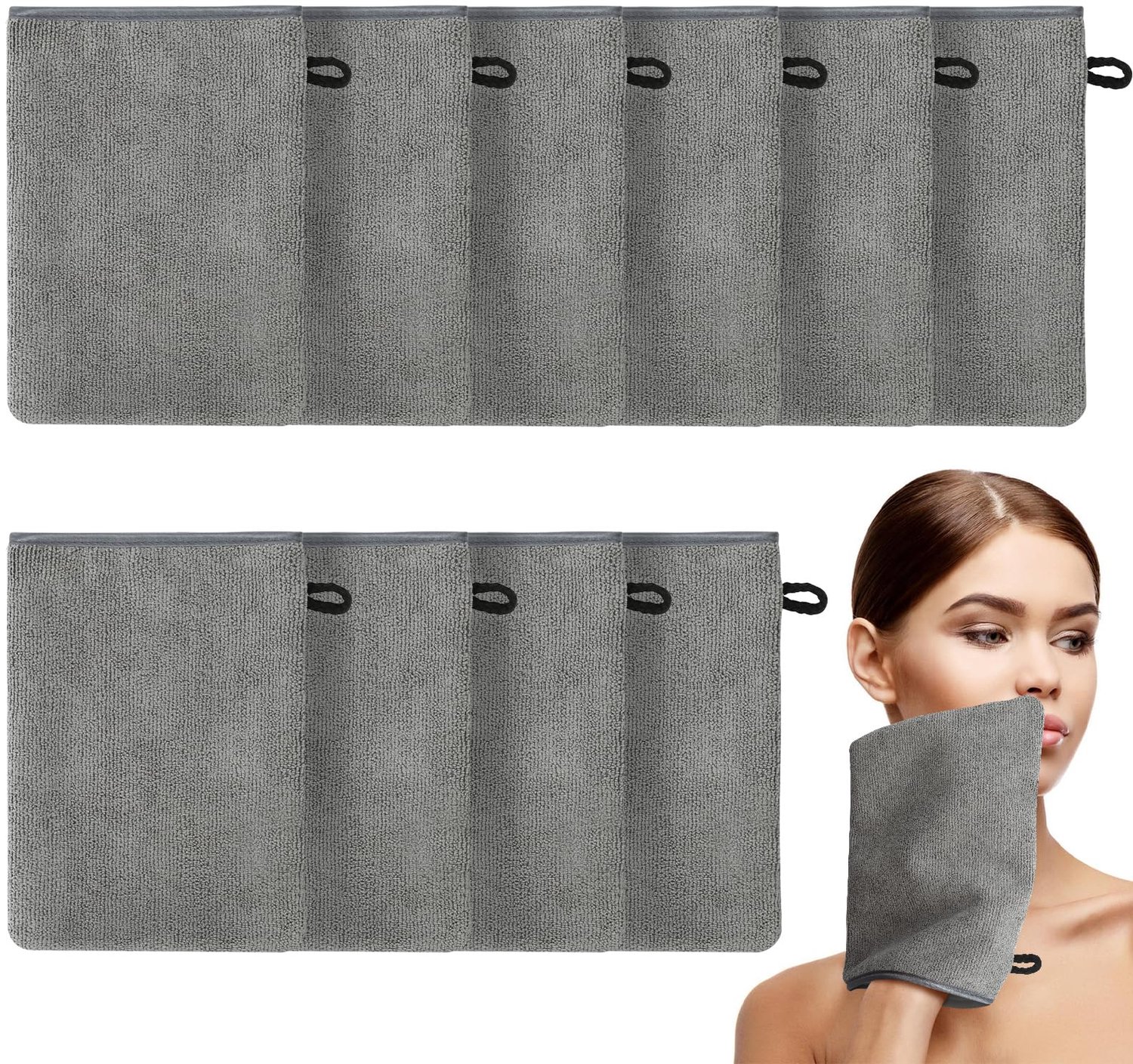 Set van 10 Microvezel Washandjes in Grijs