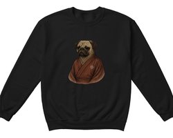 Pug Sweater – Pug in Japanse Kimono – Dieren Outfit – Unisex Sweater voor Dames & Heren – Origineel Cadeau