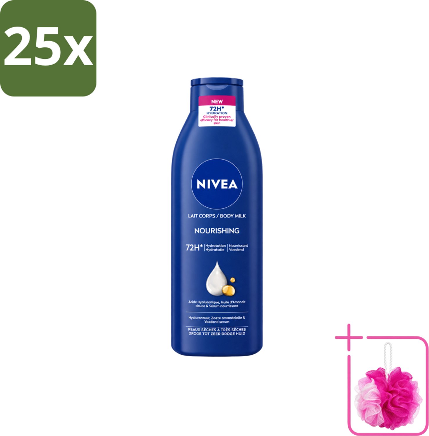 25 x Nivea – Bodymilk – Original – 500 ml - Bulkverpakking - Bodymilk - Douchemop - Huidverzorging