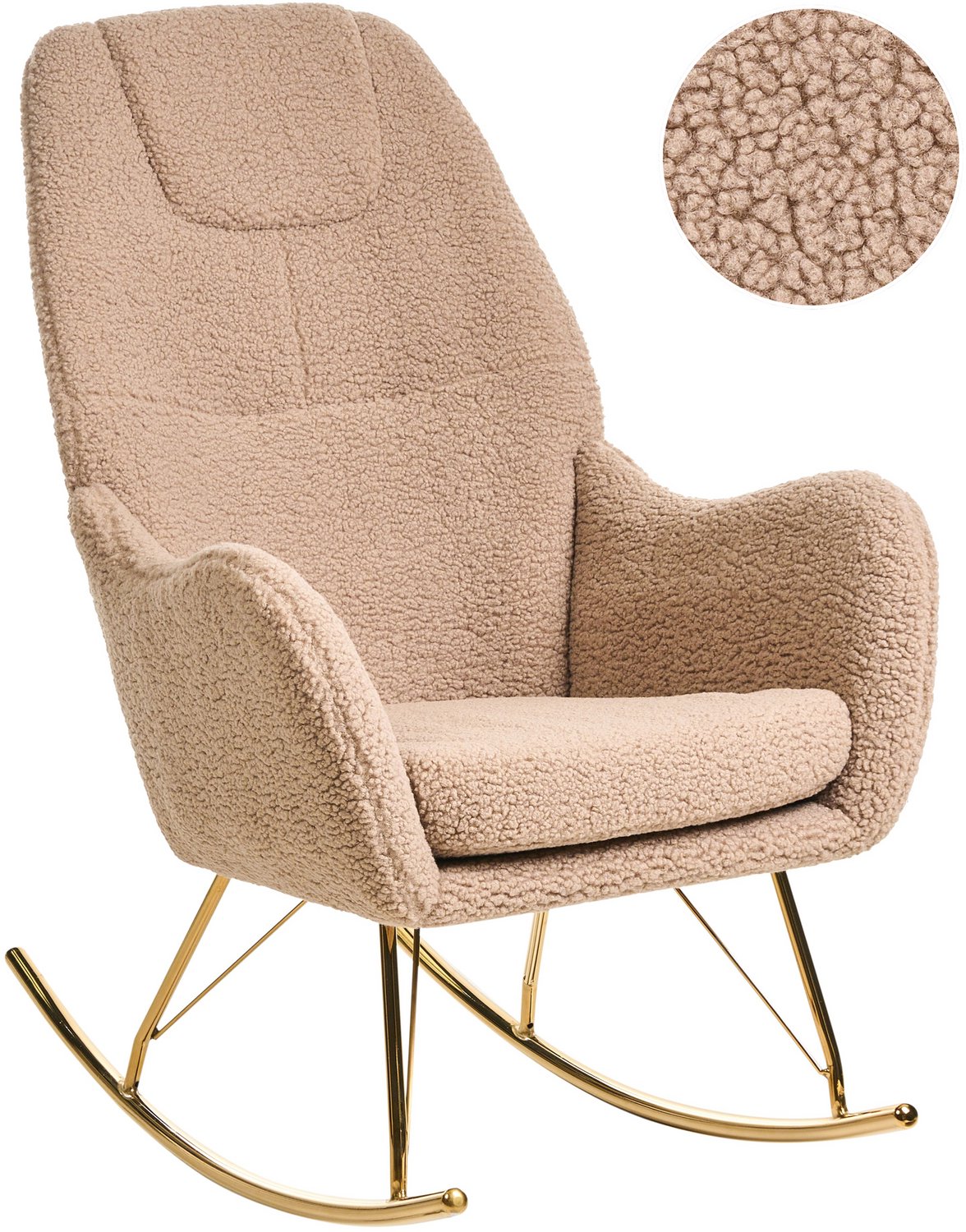 Beliani GULSELE - Schommelstoel - Beige - Bouclé