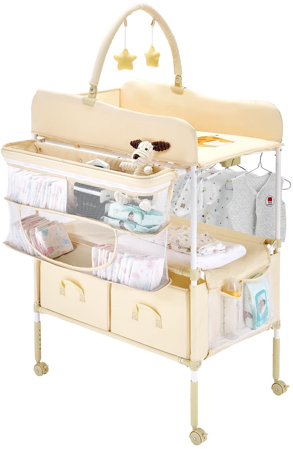 Vouwbare Baby Verschonertafel met 2 Lades en Hoogte Verstelbaar