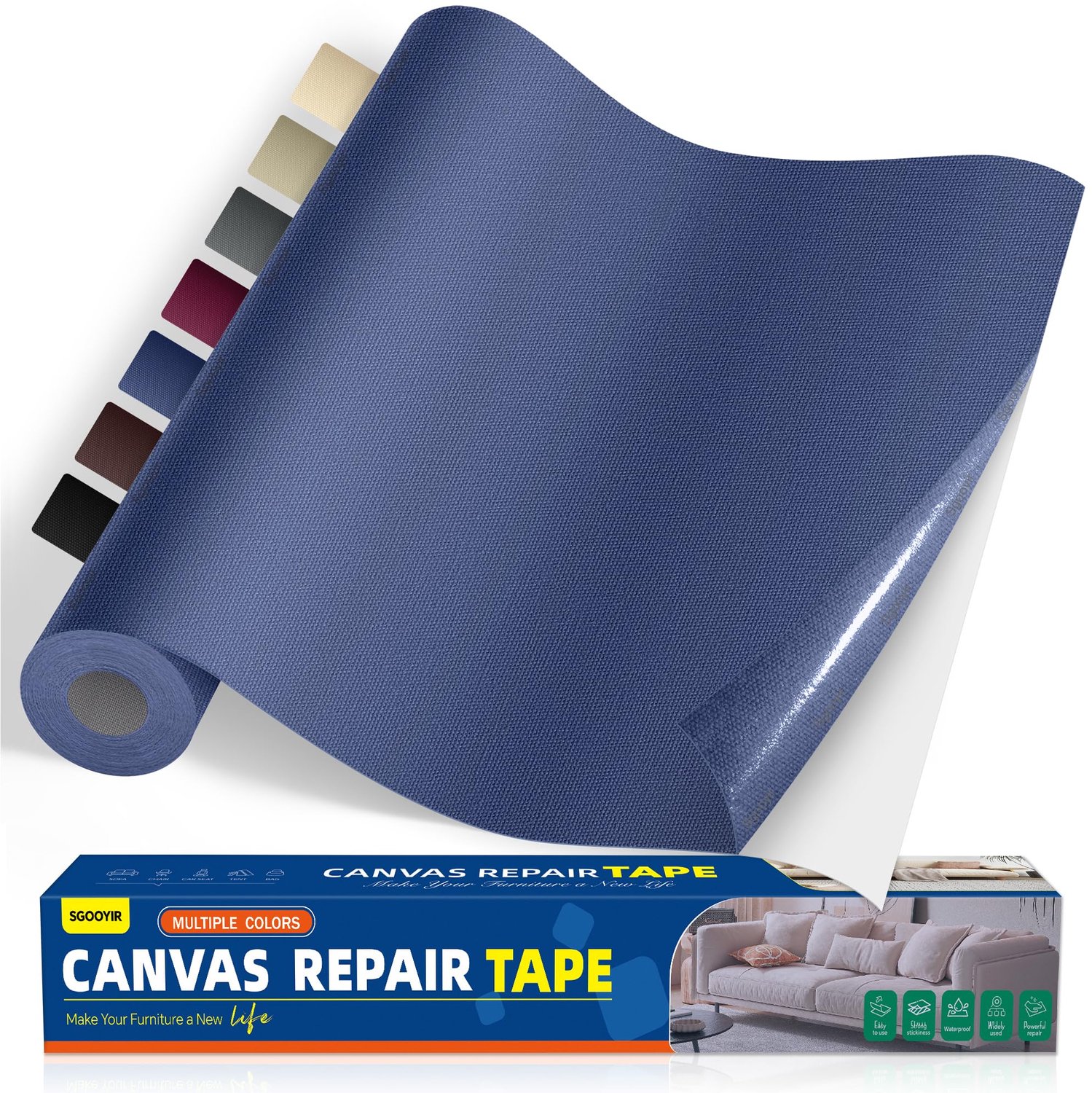 Zelfklevende Canvas Reparatietape Donkerblauw