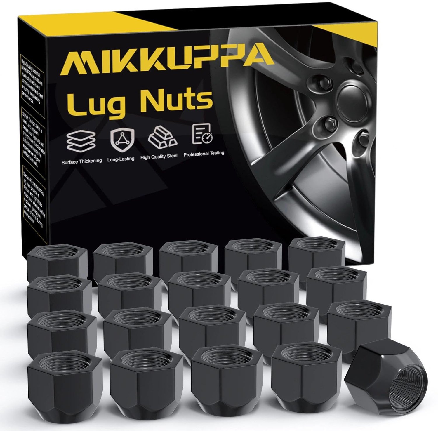 Wielmoeren M12 x 1,5 SW19 - 20 stuks, zwart, gesloten