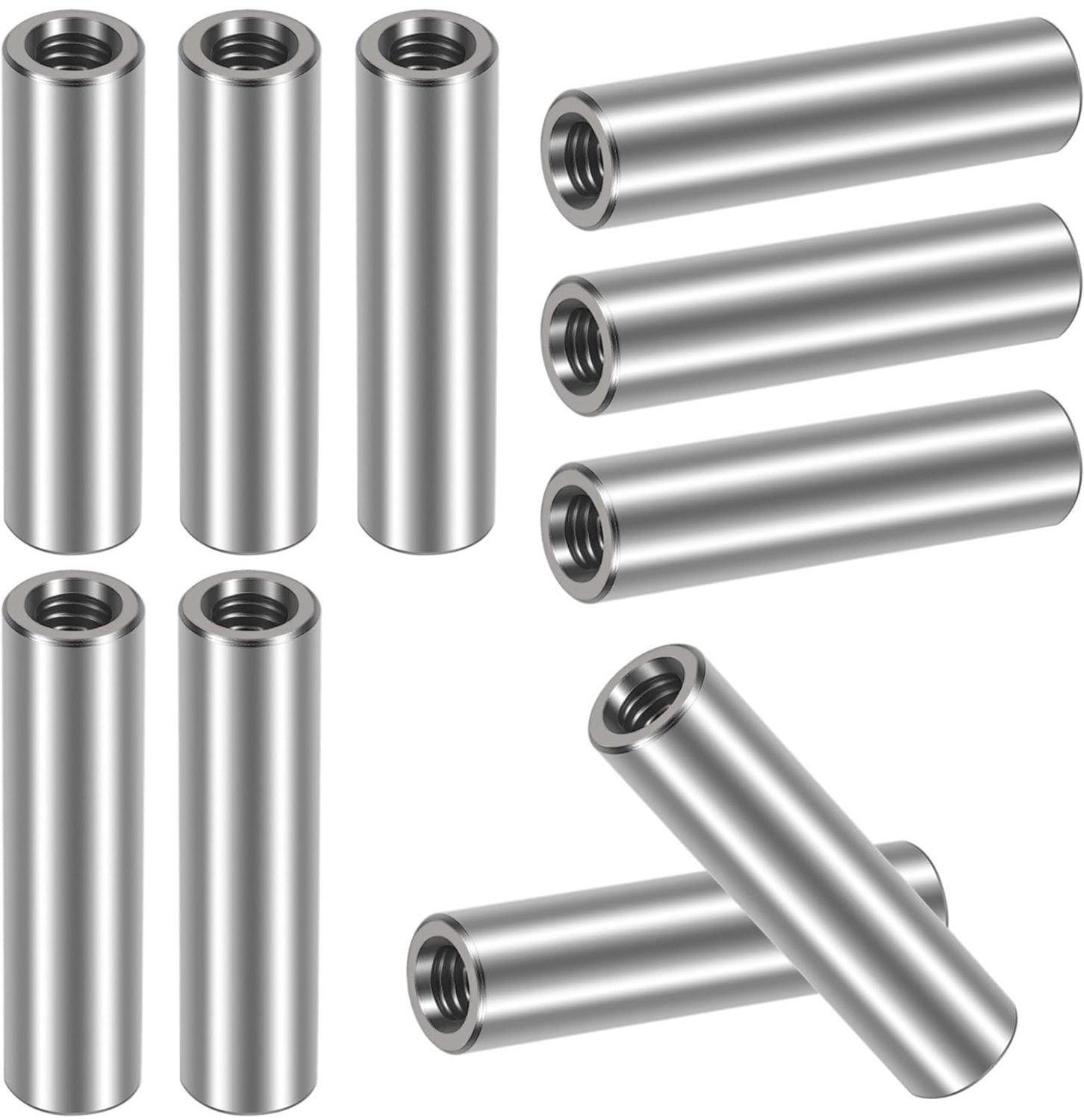 Set van 10 Ronde Schroefhulzen M6x40 van Roestvrijstaal