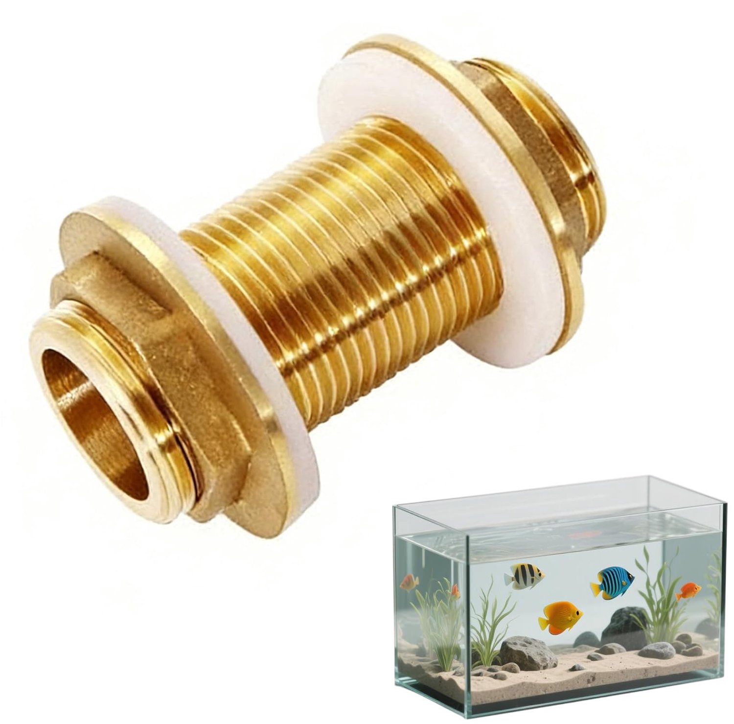 Messing Bulkhead Connector G3/4 Male met Siliconen Seals voor Water Tanks