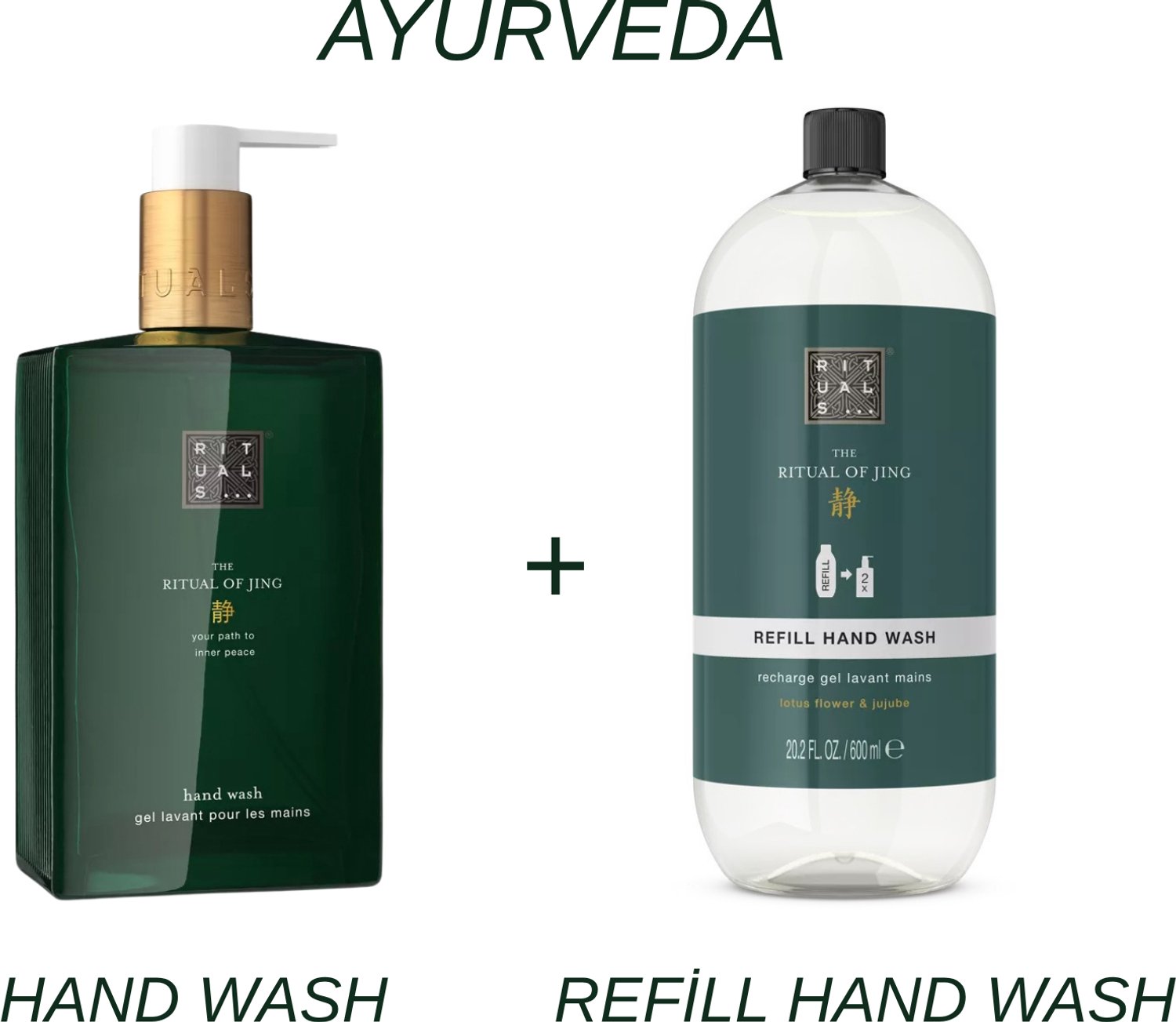 Rituals - Jing - Hand Wash 300 ml New Design + Refill Hand Wash 600 ml - Handzeep - Navulling Handzeep