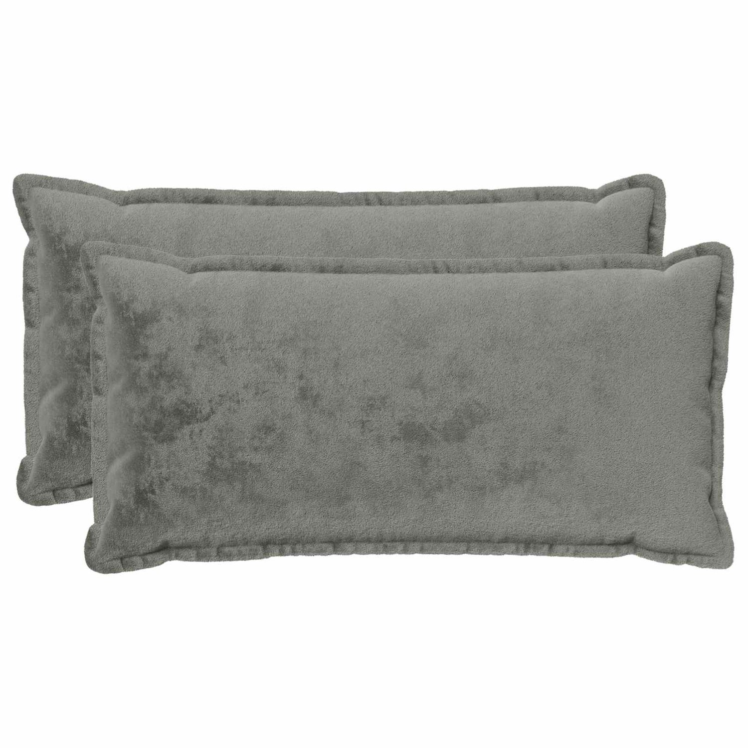 vidaXL Dekenkussen - 2 - st - HOUTEN - Donkergrijs - 40 - x - 80 - cm - Flanel