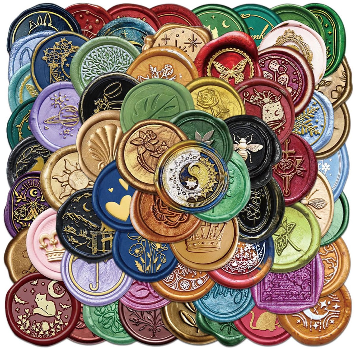 64 Stuks Vintage Zelfklevende Waszegelstickers voor Feesten