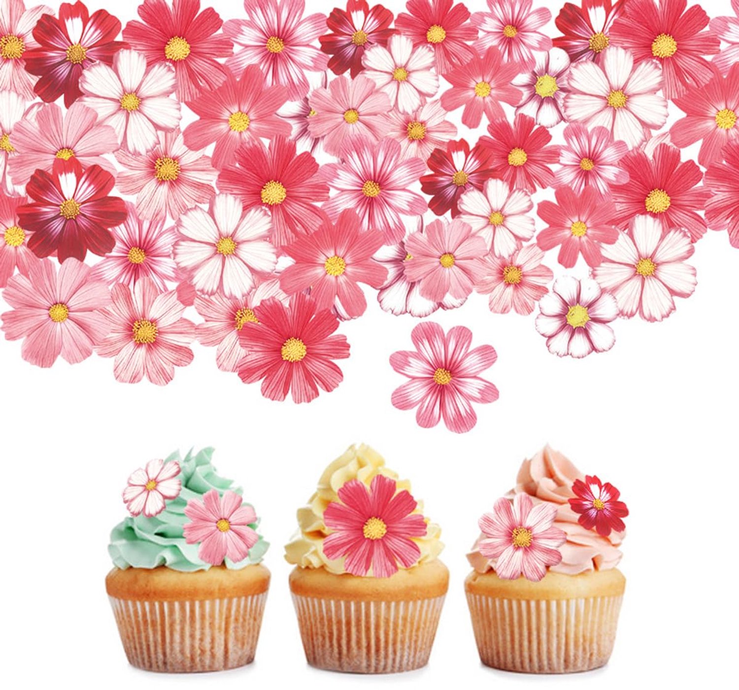 72 Stuks Eetbare Bloemen Voor Taartdecoratie - Roze