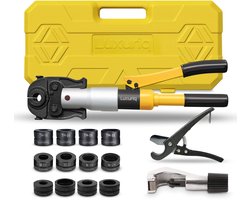 Professionele Persset - 6 Ton Hydraulische Krimptangen met 12 Persmonden - Geel