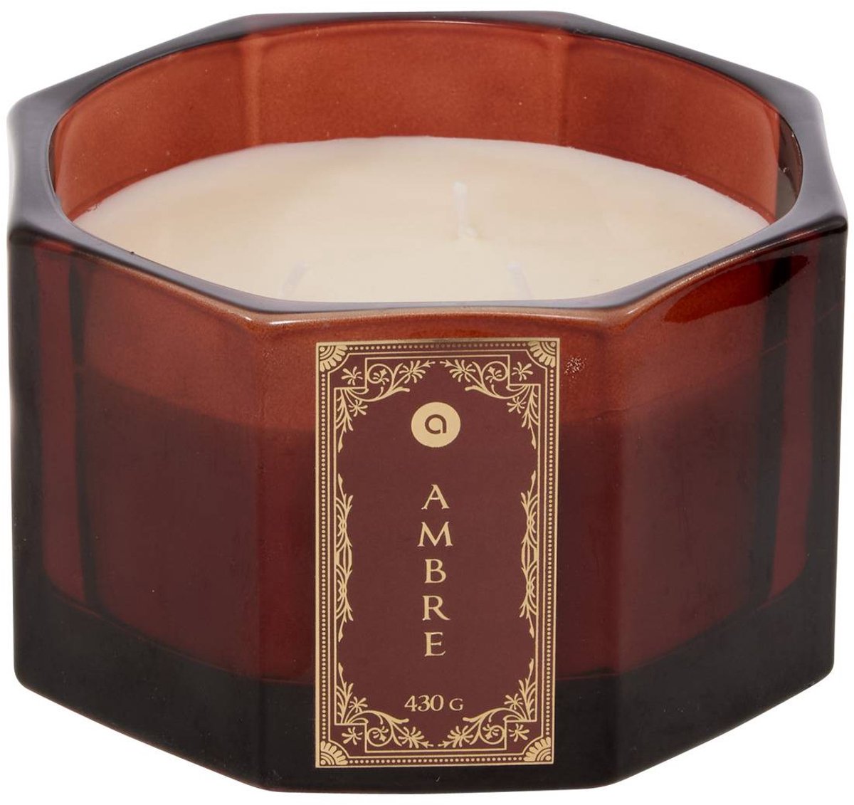 Bougie parfumée Lucien hexagonale 430g ambre