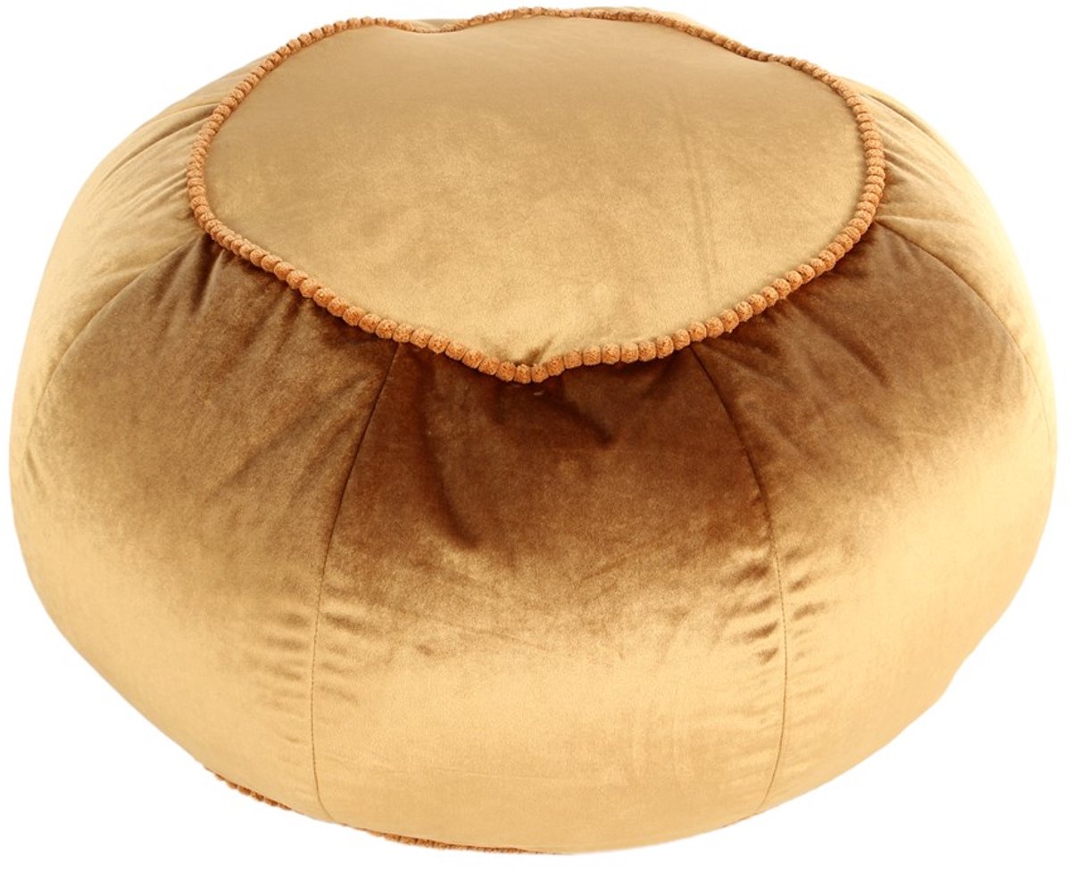 Padiro ronde poef Ø 65 x 35 cm - bruin - fluweel - lage zit en korrelvulling