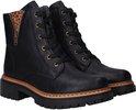 Zwarte Rieker biker boots met luipaardprint voering, veters en rits. Dikke zool.