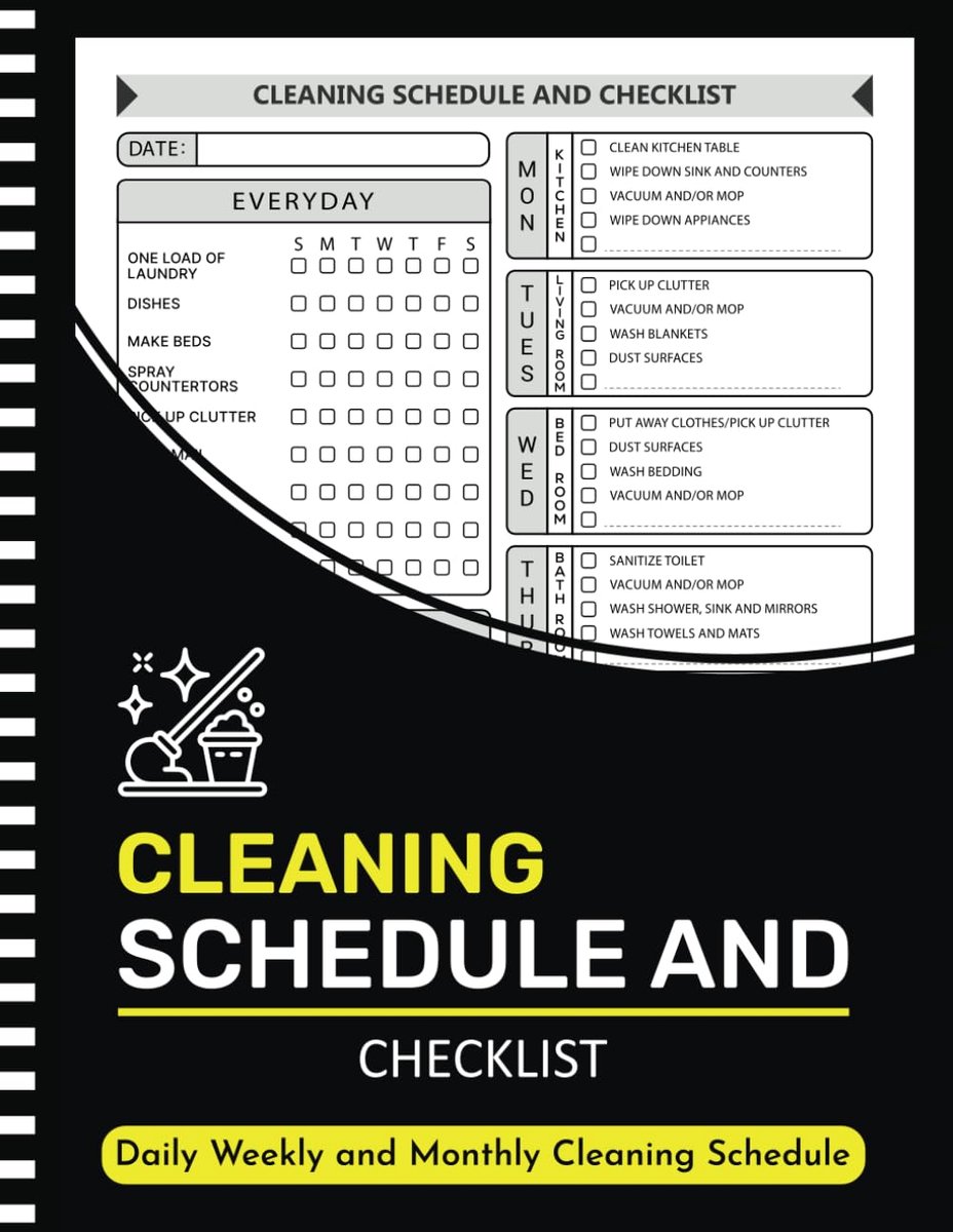 Cleaning Schedule and Checklist: Daily Weekly and Monthly Household Cleaning Schedule, Housekeeping Checklist Planner - ShopVlot