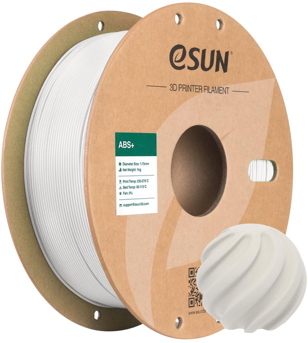 eSUN ABS+ Filament 1.75mm, ABS Plus Gloeidraad 1kg Natuurlijk - ShopVlot