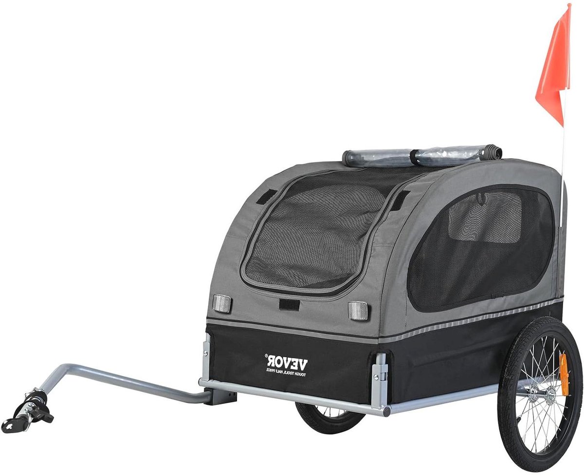 Huisdierenfietskar - Hondenbuggy Jogger - Samen Fietsen - Inklapbaar Ontwerp - 40 kg Capaciteit - Zwart Grijs