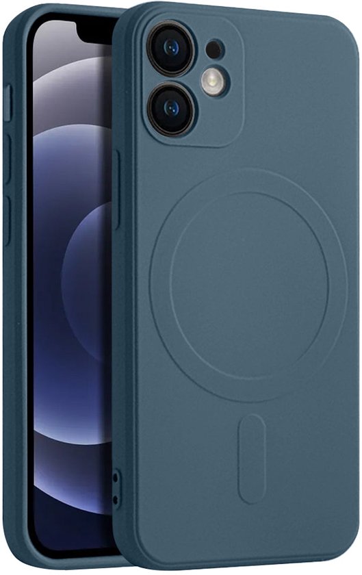 Donkerblauw Casify siliconen hoesje voor iPhone 12 Mini met MagSafe-compatibele cirkel.
