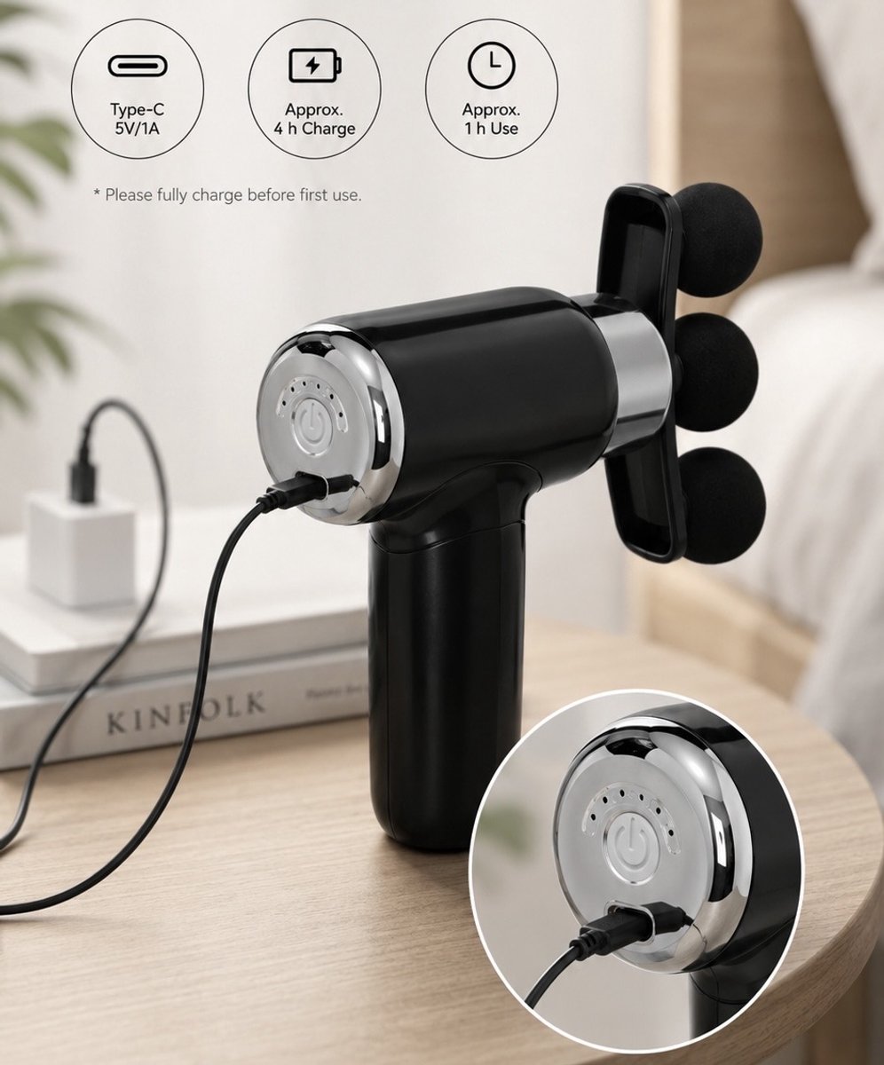 MDHL Massage Gun - Fascial Gun - Massage Gun mini - Incl. 9 opzetstukken - Massage Apparaat - Spier massage - Spierherstel en Relax massage - Draadloos - Oranje/Zwart — cadeau in Sport & Outdoor - foto 5