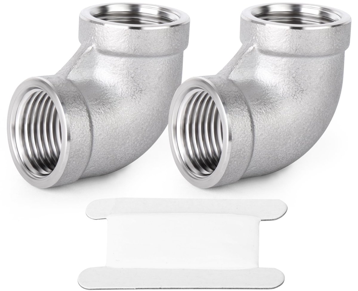 TAISHER 2 stuks 304 Roestvrij staal 90 graden Elleboogkoppelingen, 1-1/2 Inch BSP Vrouwelijke Pipe naar 1-1/2 Inch BSP - ShopVlot