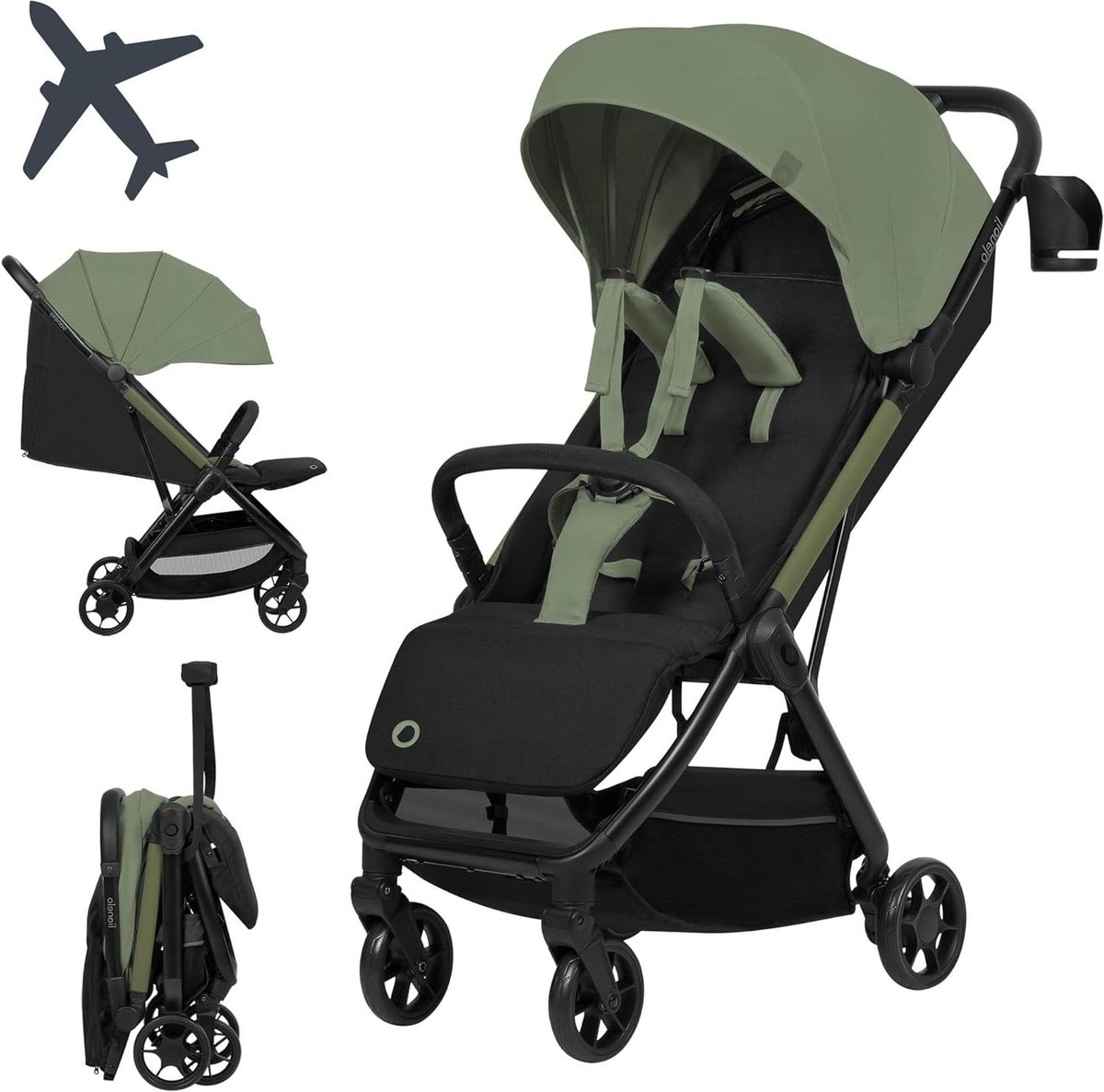 Reisbuggy - Lichtgewicht kinderwagen - Compact reizen - Automatisch opvouwbaar - 75 kg - Groen