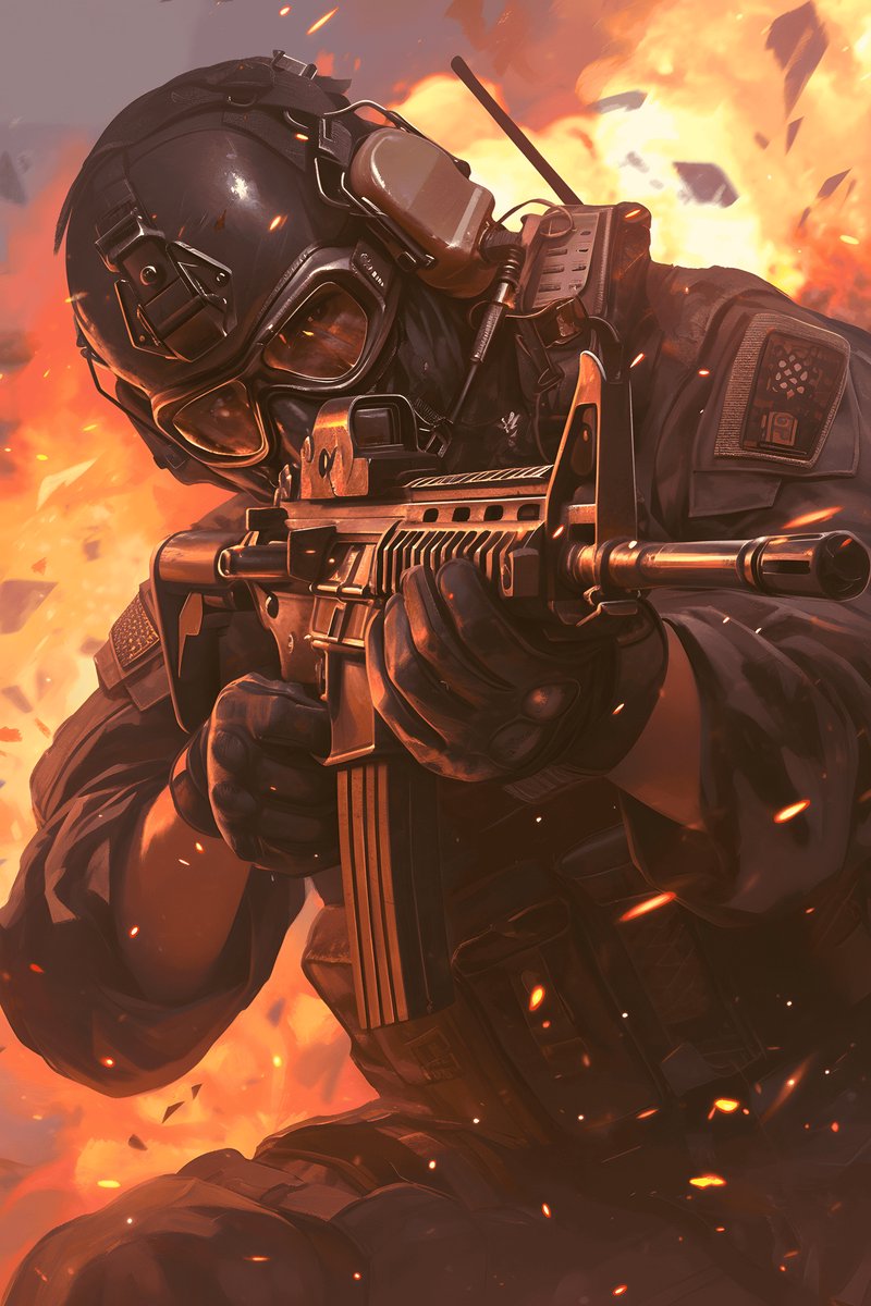 Militair Poster - Geweervuurgevecht - Actie - Stoere - Spannende - posters - formaat 70x100cm - Wanddecoratie - L2462MT