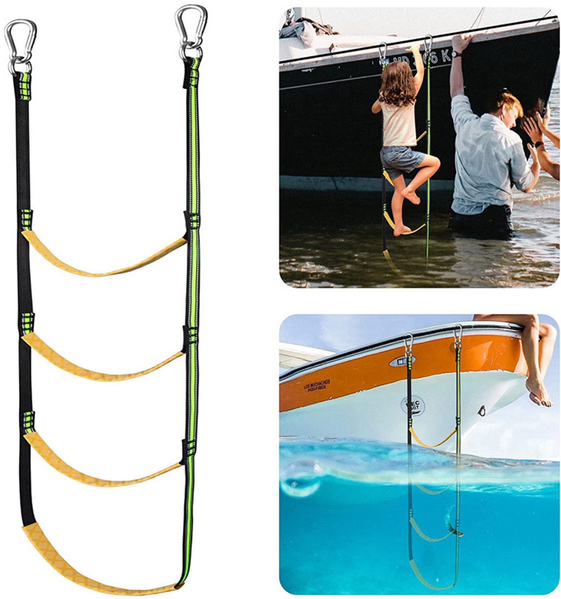 Touwladder (klimladder / klimtouw) voor kinderen, 4 treden, totale lengte 111 cm, buitenspeelgoed voor jongens en meisjes, om te klimmen en klauteren aan speeltoestellen, boom of klimrek.