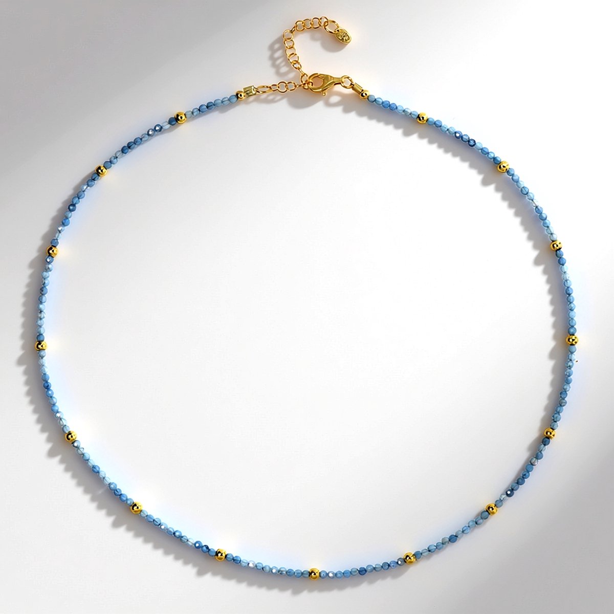 Cavill - Zilveren ketting met Braziliaanse aquamarijn en gouden hematiet - 925 Sterling Zilver - 18,241 ct aquamarijn - Elegante verstelbare sieraden