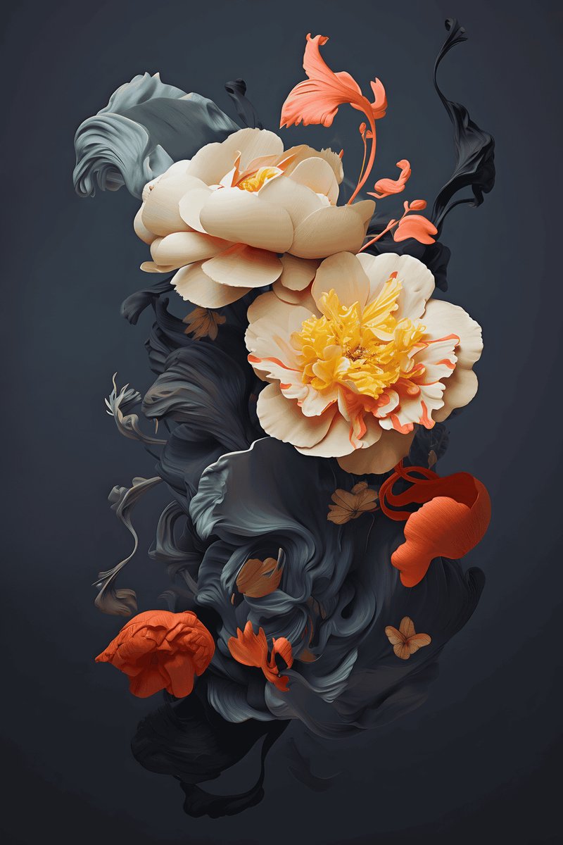 Bloemenposter - Bloem in Rook - Abstracte Kunst - Bloem Abstract - posters - formaat 70x100cm - Aesthetic - Wanddecoratie - Moderne Kunst - Aesthetic room decor - L1593MT