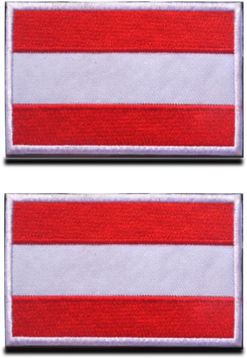 2 stuks Oostenrijkse vlag patch- Tactisch Oostenrijk badge, geborduurde patch met sluiting, militaire stickers linten voor rugzakken kleding tassen uniform vest jersey
