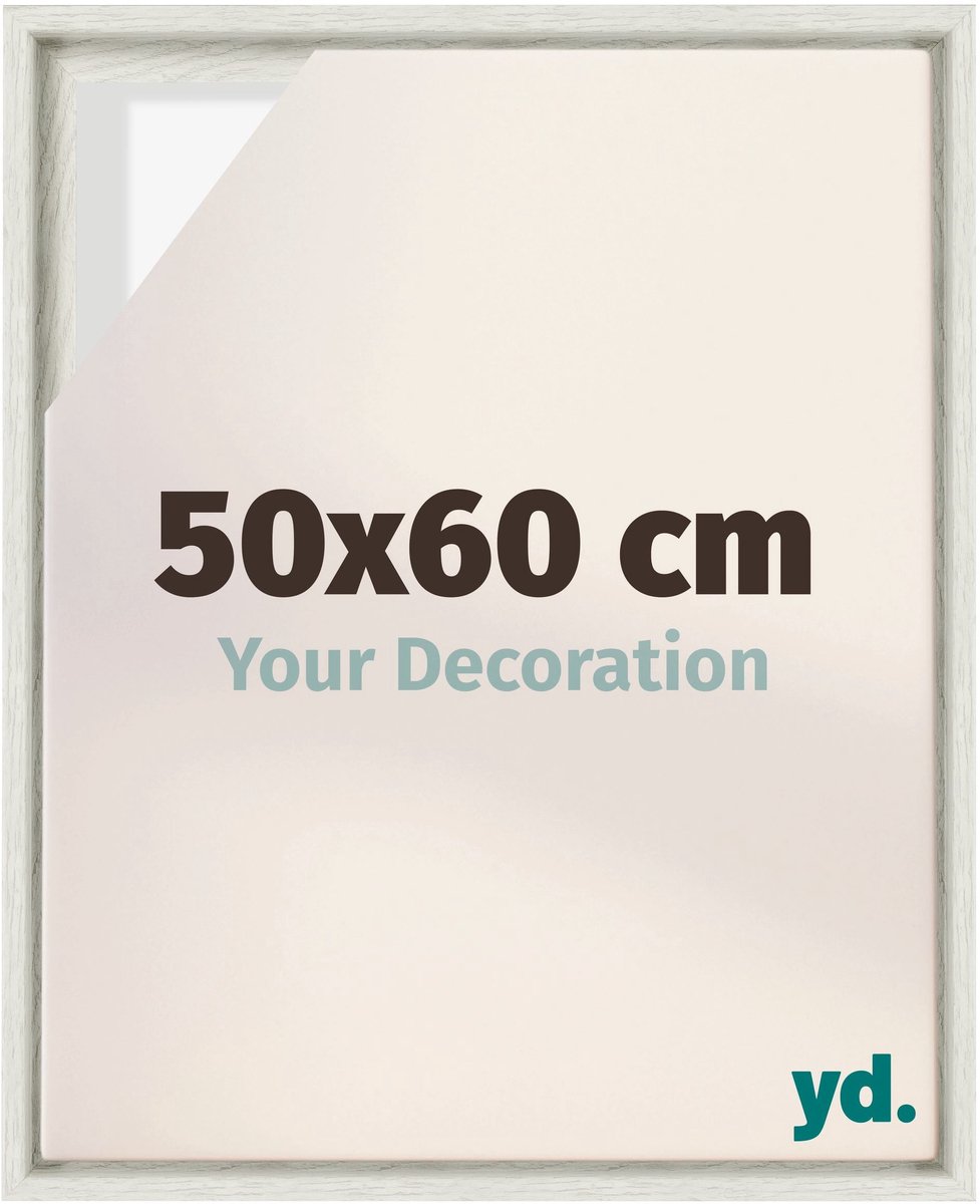 yd, Baklijst 50x60 cm White Wash - Lijst voor Canvasdoek - MDF Lyon