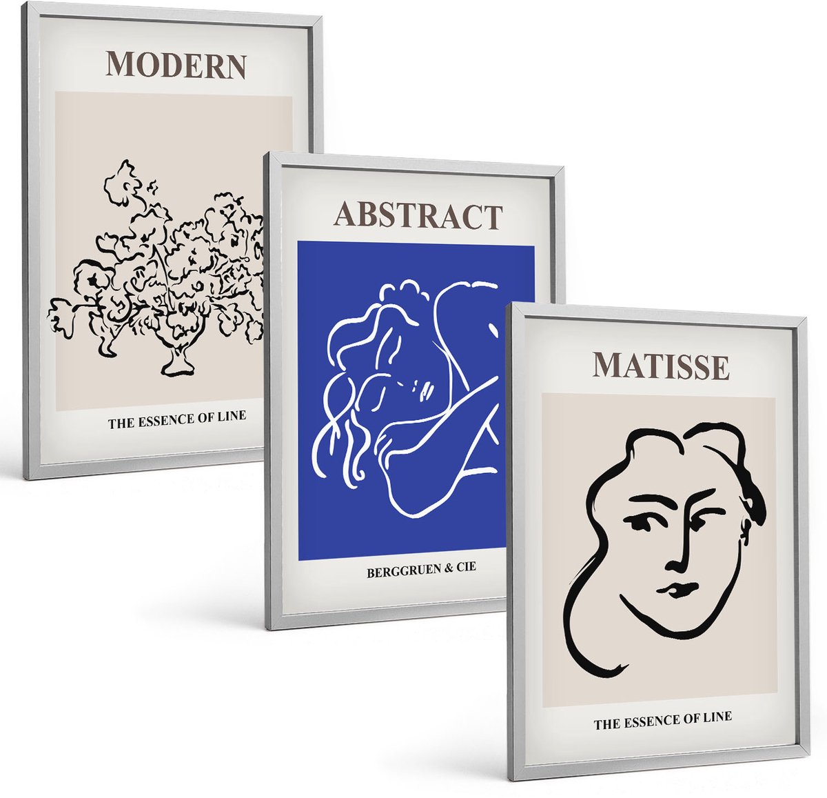 Coloray 3-Delige Schilderij Set - Posters In De Moderne En Abstracte Stijl Van Henri Matisse - 40 x 60 cm - Wanddecoratie - Schilderijen Set - Interieur - Woonkamer Decoratie
