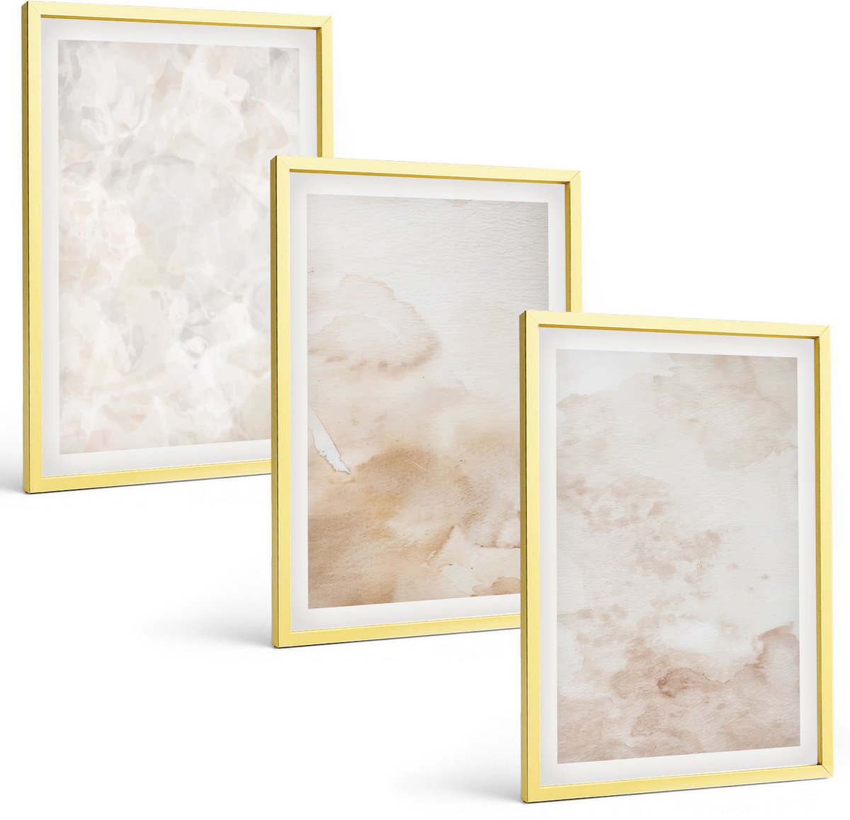 Coloray 3-Delige Schilderij Set - Modieuze Texturen In Pastelkleuren. - 40 x 40 cm En 40 x 60 cm - Stijlvolle Muurdecoratie - Slaapkamer - Moderne Wanddecoratie