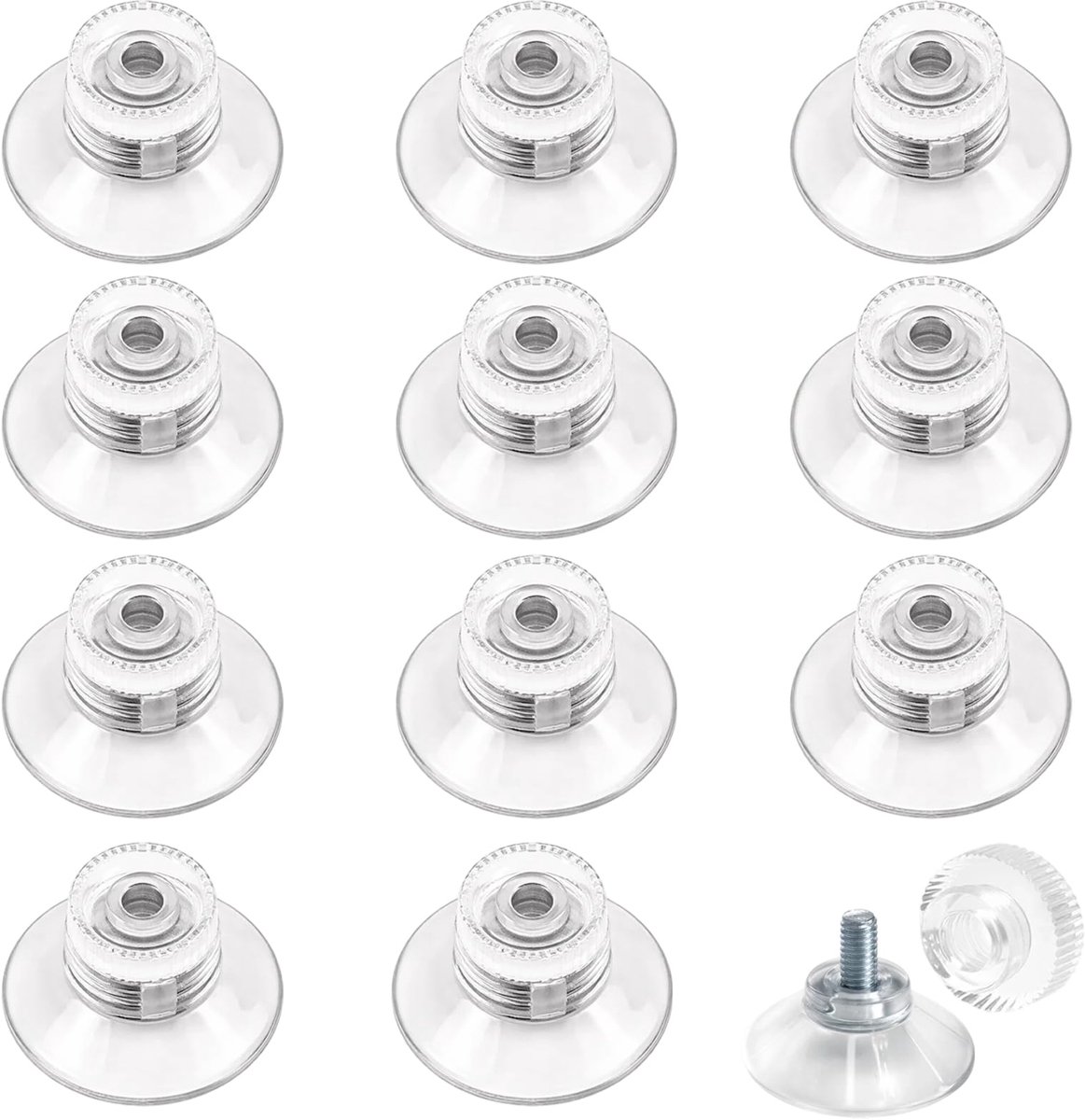 GuBaoZhuo Zuignap met schroefdraad, 12 stuks M4 ø30mm zuignappen met schroefdraad en kartelmoer, zuignappen voor - ShopVlot