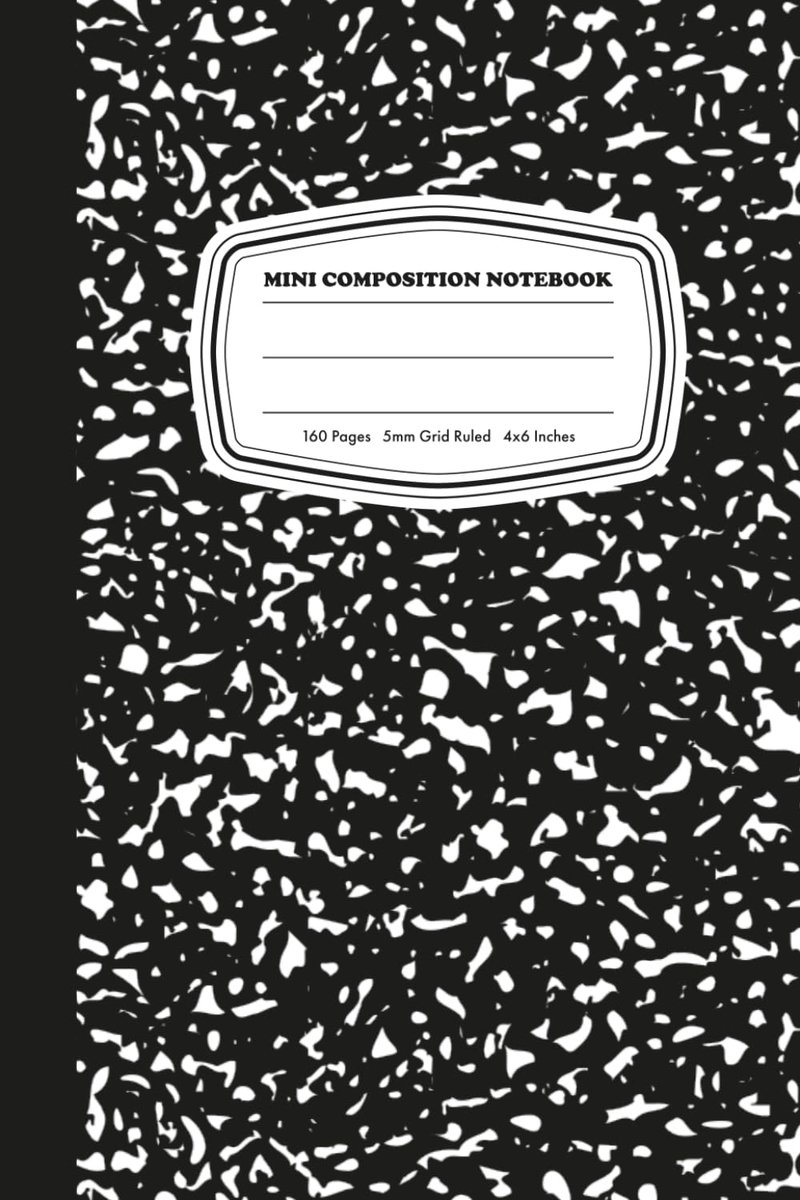 Mini Composition Notebook: Black Marble 5mm Grid Ruled Journal, 160 Pages, 4X6 Inches - ShopVlot