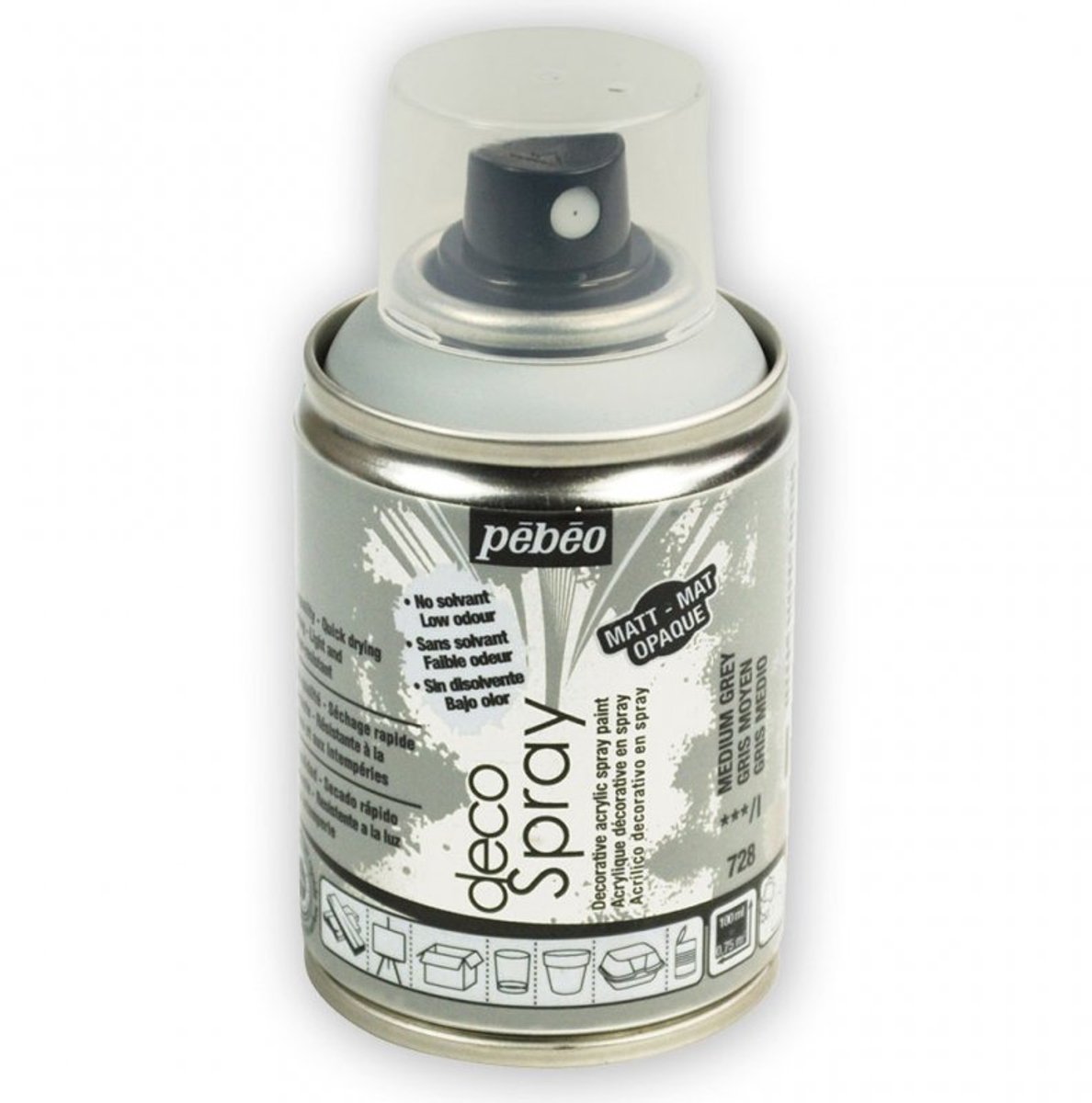 Verf medium grijs - acryl mat in spuitbus - 100 ml - Pébéo