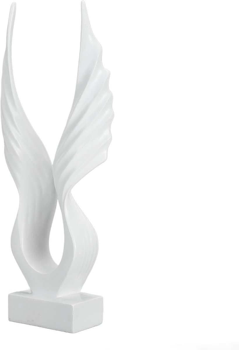 Abstracte vleugel sculptuur van hars, witte engelenvleugel standbeeld decoratie - artistiek ornament voor woonkamer, kantoor, bureau en plank
