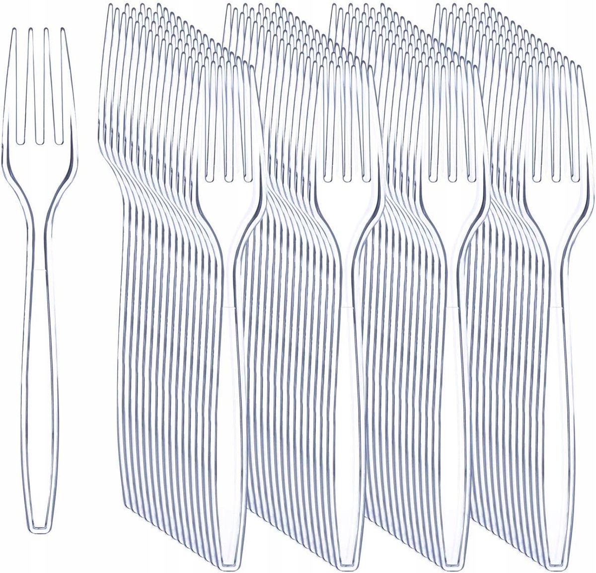 Herbruikbare Plastic Vorken - 50 stuks, Transparant, Sterk