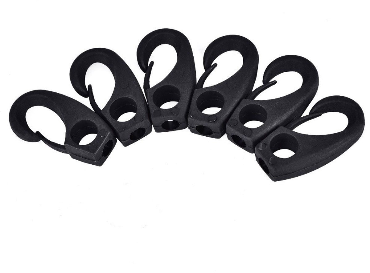 Plastic Shock Bungee Rope Cord Hooks 6 Pcs Nylon Sjorring Shock Hook voor Boot Kano Kajak Varen Accessoires Zwart - ShopVlot